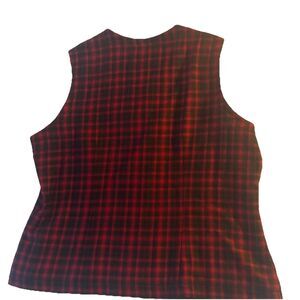 Vintage Eddie Bauer Women's Size XXL Wool Button Up Plaid Vest Lined Sleeveless
